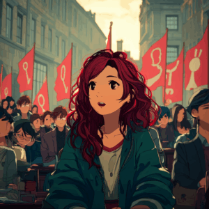 Airi on a public protest for women´s rights, female empowerment and against sexism in Japan