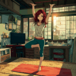 Airi practicing Yoga in a japanese living room